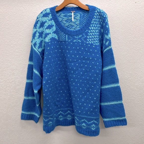 Revolve X Free People Snow Day Pullover Sweater in Frozen Lake Combo XL Dress - Picture 3 of 9